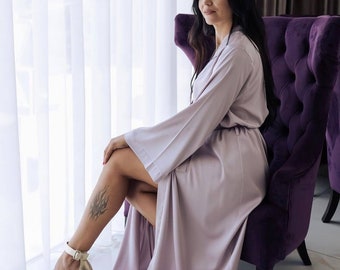 Lilac Silk Robe Bridesmaid Satin robe Silk Satin Wedding Robe Bridal Party Robes Bridesmaid Gifts Bridesmaid Proposal Wedding Party Gift