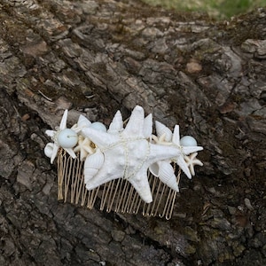 Starfish Hair Comb Bridal Hair Accessories Seashell Hair Piece Wedding Minimalist Shell Headpiece Beach Wedding Hair Piece Beach Hair Clip image 1