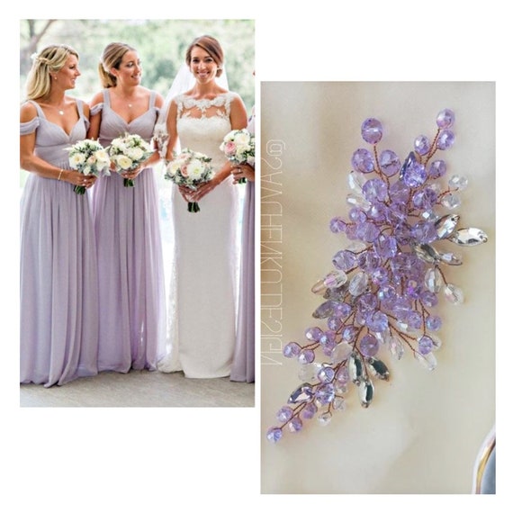Lavender Bridal Hair Comb Purple Hair Accessory Amethyst Hair Comb