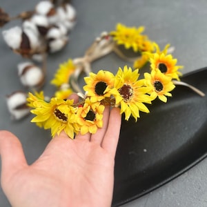 Sunflower Flower Girl Crown: Bridal Headpiece, Wedding Hair Accessory