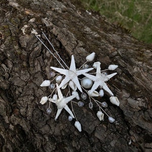 Beach wedding hair accessories Starfish headpiece Bridal hair piece Nautical hair pins wedding Mermaid hair pin beachy wedding headpieces