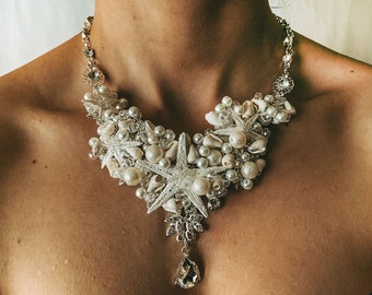 Starfish Bridal Necklace: Shell Beach Wedding Jewelry