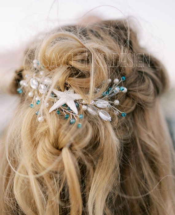 Teal Beach Wedding Hair Accessories Seashell Headband Starfish - Etsy Ireland Teal Beach Wedding Hair Accessories Seashell Headband Starfish - Etsy Ireland