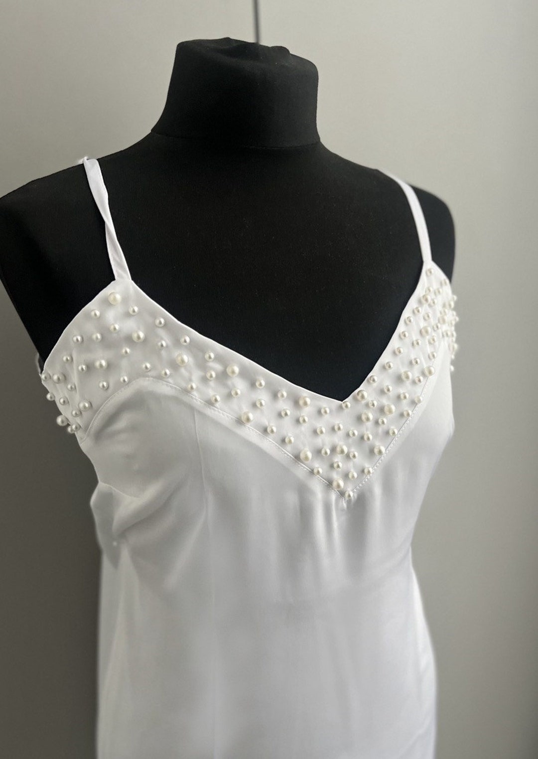 Bridal Nightgown Pearls Silk Lingerie Sleep Nightwear for Bridals Dressing Gown Bridal