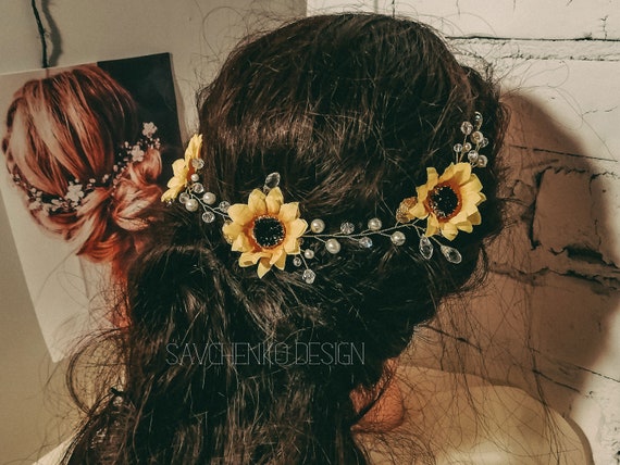 sunflower bridal headpiece,rusticbridal 