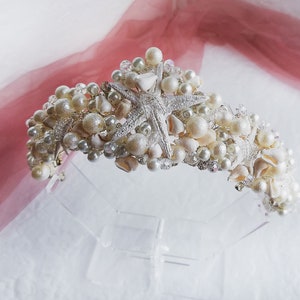 Sea Witch Crown White Shell Tiara Sea Hair Accessory Natural Starfish Headpiece Tropical Hairpiece Wedding Mermaid Hair Piece Beach Wedding