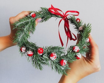 Christmas Flower Crown: Holly Berry Winter Headpiece