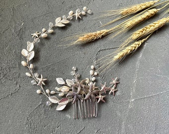 Starfish hair comb Wedding hair accessories Seashell hair piece Beach wedding hair Seashell headband Mermaid accessories Starfish jewelry