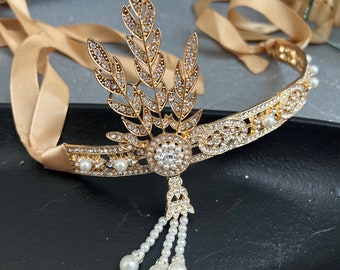 Gold Gatsby headband in stock Gold 1920s headpiece Great Gatsby headpiece1920s headband Gatsby daisy headpiece Retro flapper headpiece