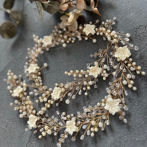 Braut Haarkranz Hochzeit Haarschmuck Braut Haarschmuck Blumen Haarkranz Boho Hochzeit Haarteil Hochzeit am Strand Boho Braut Haarschmuck