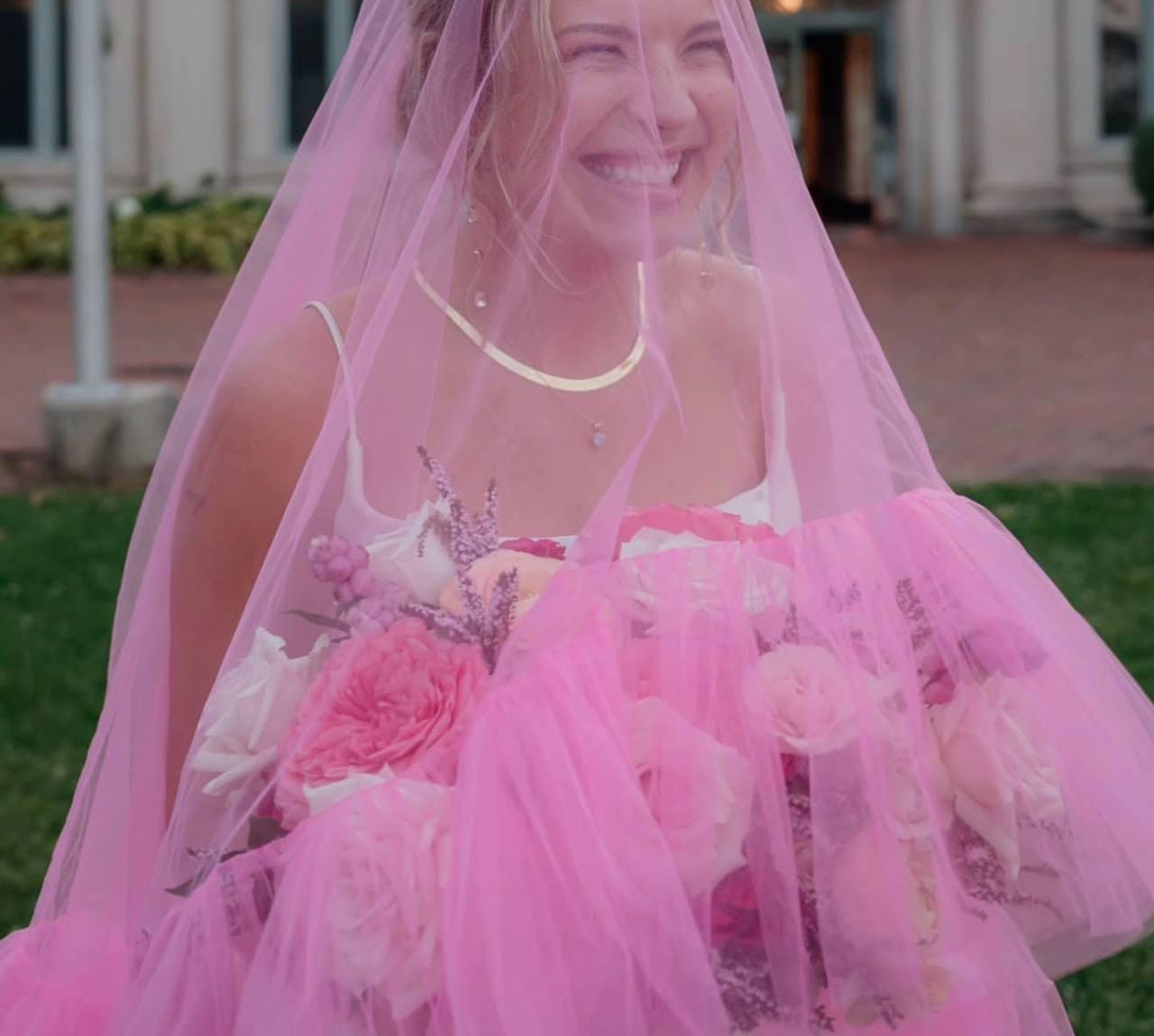 【新品】 NOTREémor tulle veil tops pink YAEISM Pink Wedding Veil 2 Tier Tulle Double Layers Bridal Veil