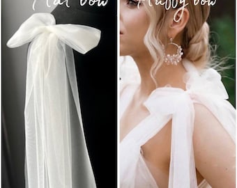 wedding dress sleeves Detachable shoulder bow tulle Wings wedding cape shadow cape Bridal cape Tulle Bow Wings Wedding dress sleeve