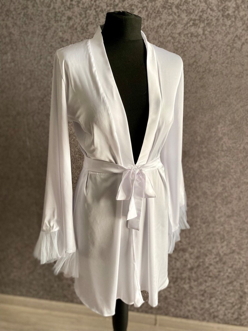 Ruffle Edge Bridal Robe Satin Ruffle Robe Ruffle Lace Robe - Etsy