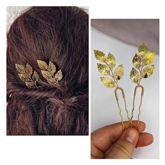 NEW Gold Hair Boho Pin branch Minimalist hairpin Amazon.com : Iaceble Boho Branch Leaf Hairpin Clips Gold  main image 2