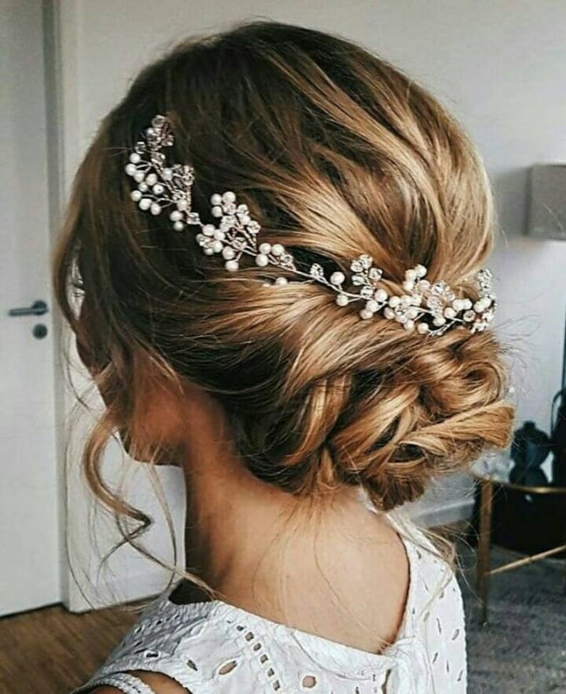 Bridal Hair Vine Beach Wedding Bridal Hair Vine Bridal Hair Accessories Tocado De Bridesmaid Gift Wedding Hair Piece Halo Jewelry Pearl Vine