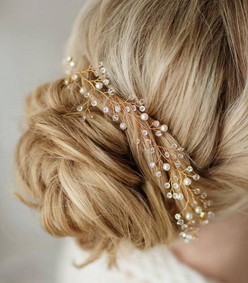 Bride hair piecepearl hair pieces for weddingbabys breath Etsy