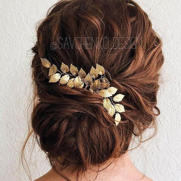 gold grecian hairpiece for bride rose gold floral hair pieces boho leaves headpiece leaf bridal headpiece Grecian wedding hair accessories