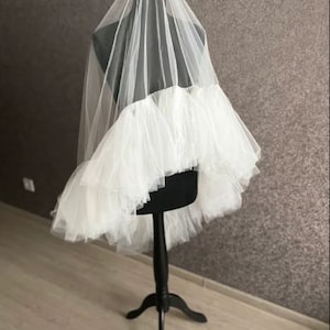 ruffle bridal veil Frill tulle veil modern wedding Ruffle wedding veil Ruffled edge Detail Veil ruffled textured Bridal Veil ruffle veil image 7