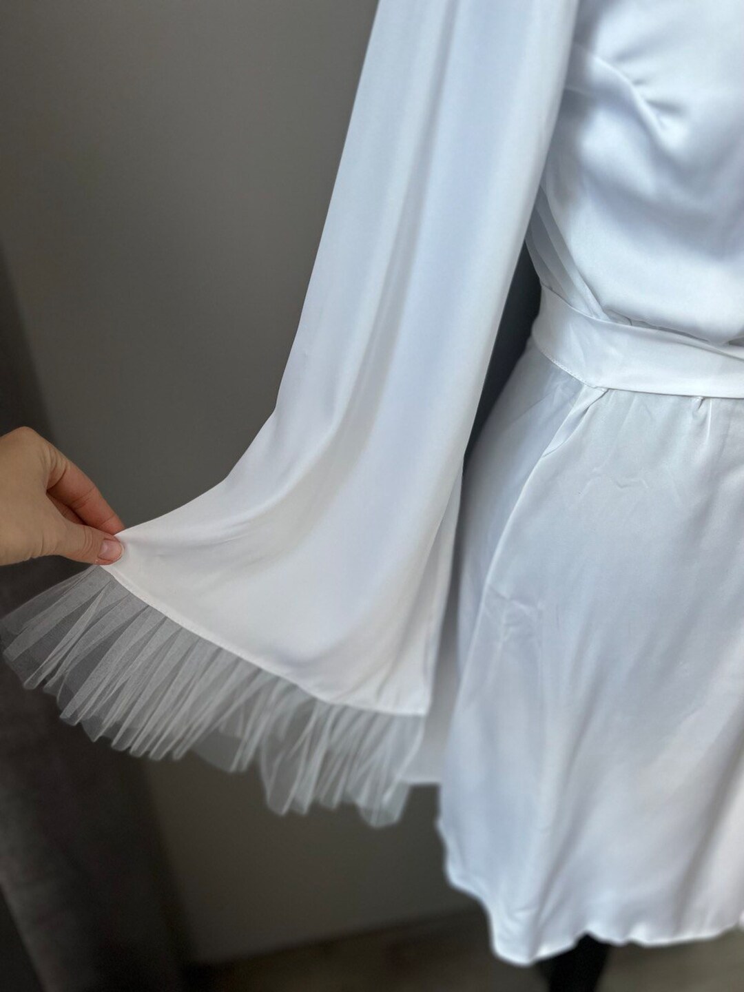 Bridal Robe Ruffle Ruffle Bridal Robe Satin Bridal Robe With Ruffle Edge Ruffle Bridesmaid ...