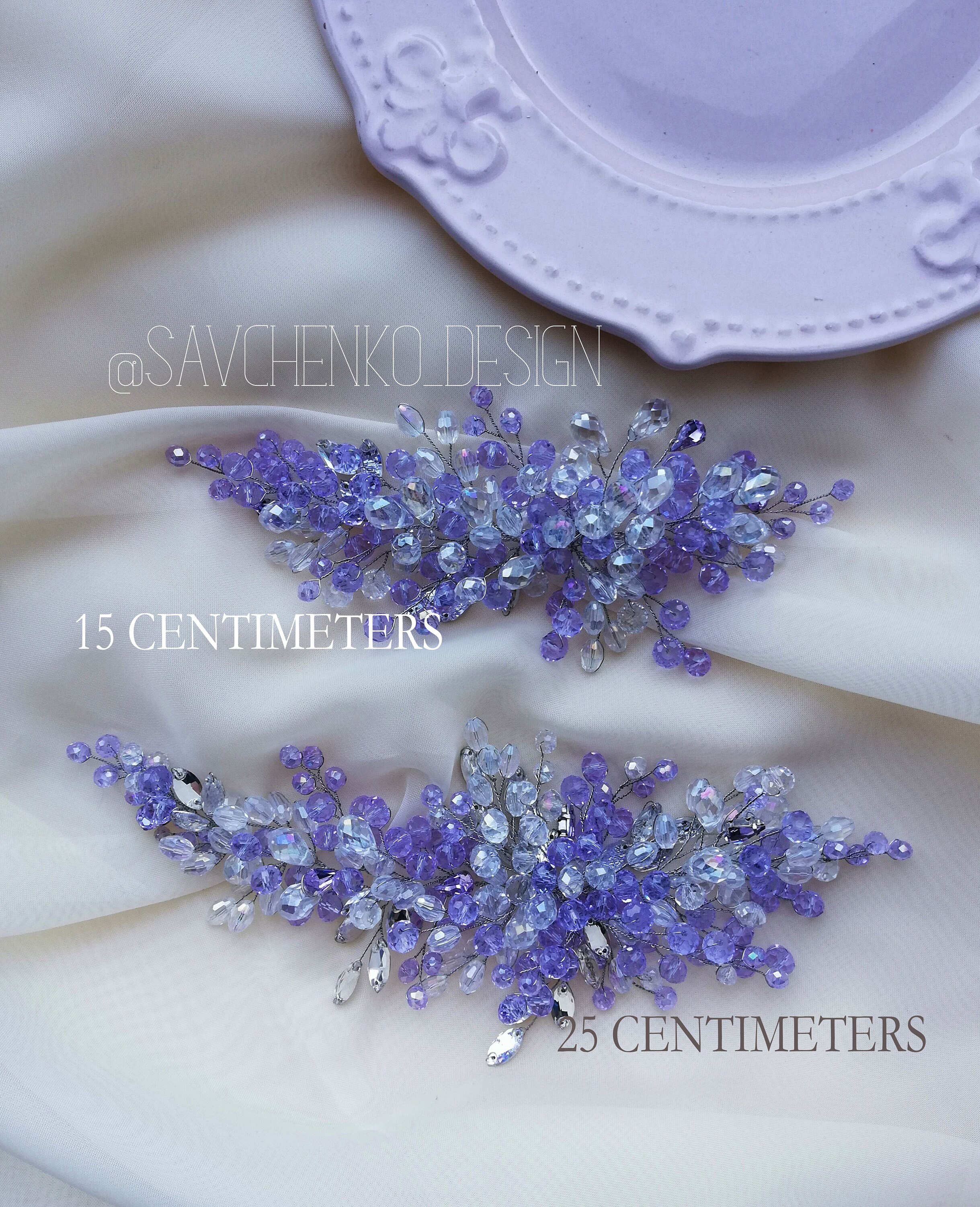 Haarkamm Mit Violettem Kristall (Amethyst) – Hochzeits-Haarschmuck Für Braut Und Brautjungfer