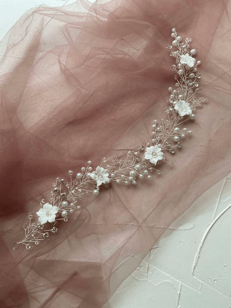 Bridal Hair Vine Wedding Hair Accessories Boho Floral Hair Etsy