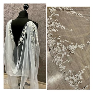 Flower lace wedding cape veil Bridal Cape Veil chapel cape veil Drap cape bridal veil Waterfall Wedding Cape lace wedding veil Shoulder Cape