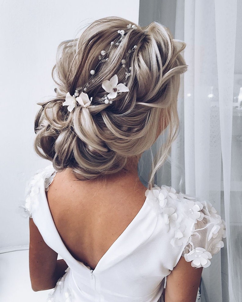 Bride Headpieces Floral Hair Piece Wedding Flower Hair Vine Etsy