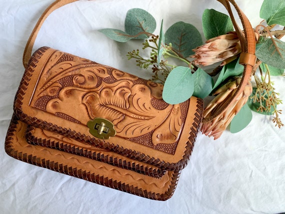 Vintage 1970’s Tooled Leather Handbag