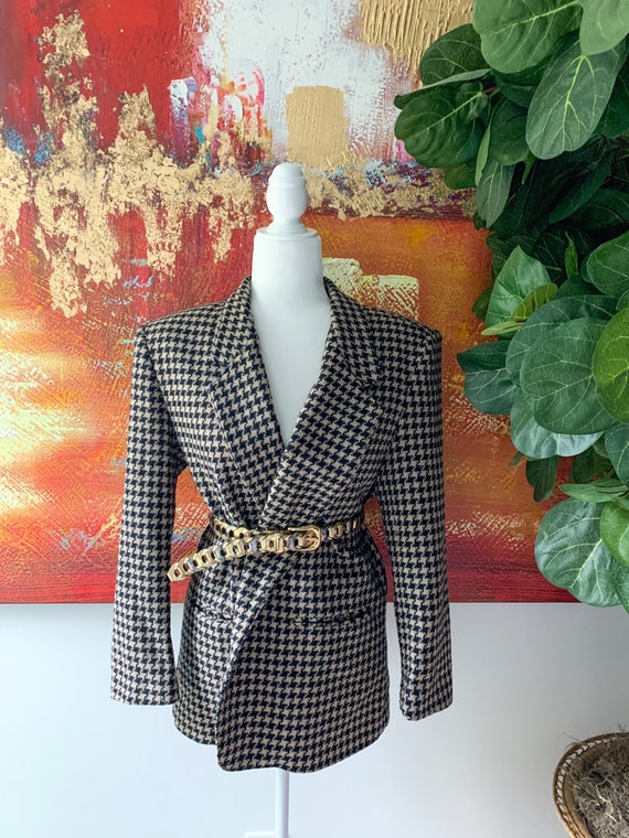Vintage 1990’s Oversized Houndstooth Blazer - image 2