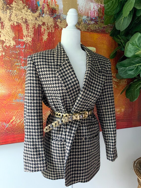 Vintage 1990’s Oversized Houndstooth Blazer - image 1