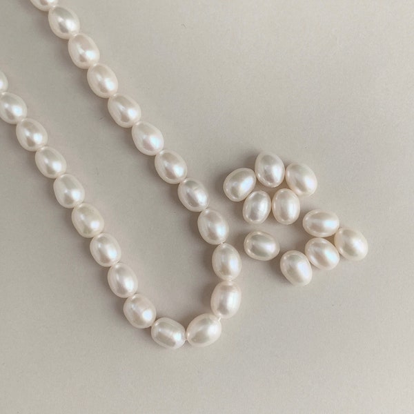 High Quality White Pearl, Natural Freshwater Pearls Beads,  Loose Drilled Tear Drop Pearls for Jewellery Making Crafting 8-9mm