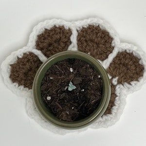 Heavenly Paws, In memory of a beloved pet, paw print, crocheted paw with succulent planter and tray, pet memorial, remembrance gift image 1