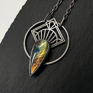 Labradorite Goth Jewelry, Crystal Pendant, Renaissance, Fairy, Handmade