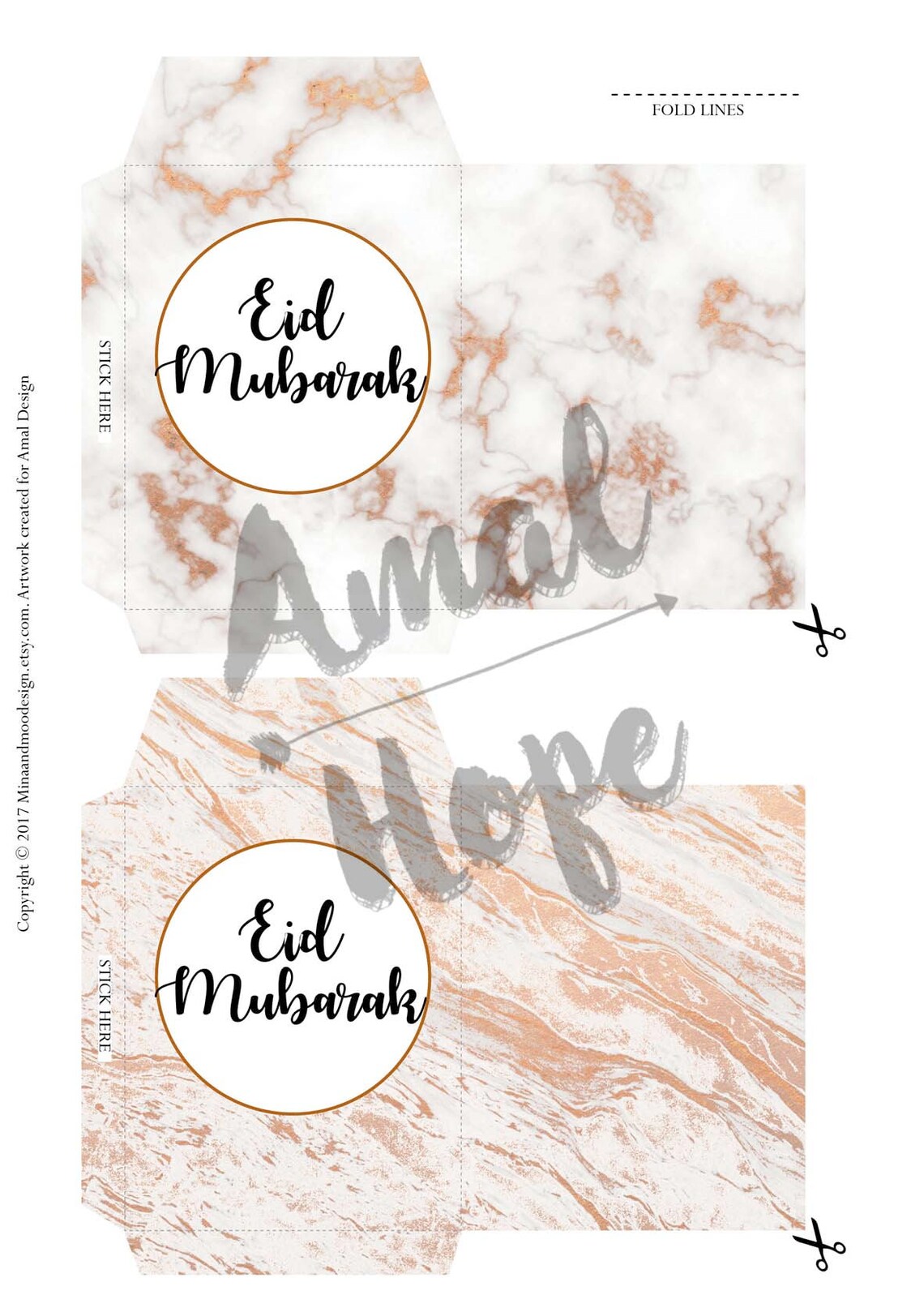 Printable Eid Money Envelopes Modern Eid Decor Rose Gold Etsy