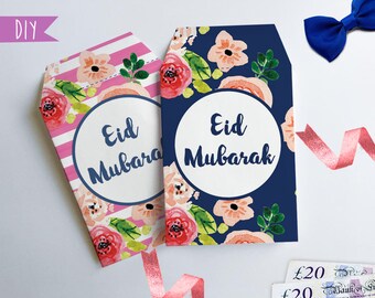 Printable Eid money envelopes, Money package envelope, DIY Eid decorations, Gift card envelope, Money envelope, Eid gift, Eid Mubarak gift