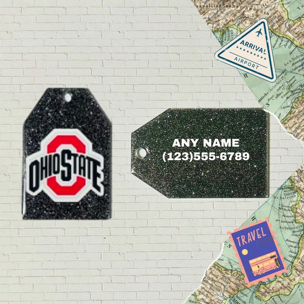 O-H-I-O Glitter Personalized Luggage Tag ~ Bag Tag ~ Ohio Gift ~ Handmade Gift
