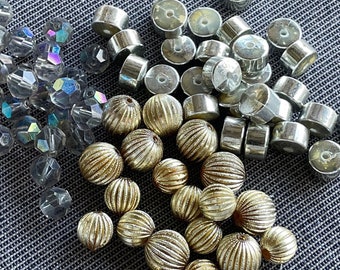 DESTASH LOT of Retro Beads Metallic Plastic