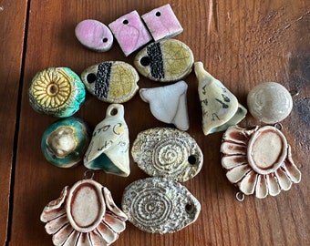 DESTASH Artisan Made Handmade Pendant Drop Charm Ceramic Charms Lot