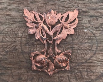 Vintage French Brass Stamping/Antique Style/Art Nouveau/Floral/Foliage/Applique/French Findings/F2