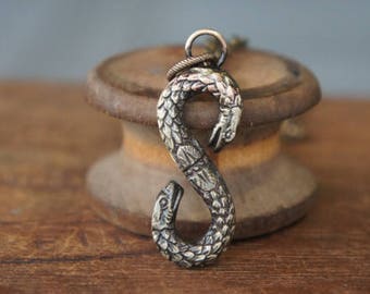 Two Headed Snake Serpent Pendant Necklace