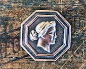Vintage French Brass Stamping Antique Style Neoclassical Cameo Octagon French Findings A16