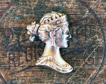 Vintage French Brass Stamping/Antique Style/Neoclassical/Cameo/French Findings/A16