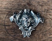 Vintage French SILVER PLATED Brass Stamping Antique Style Neoclassical Classical Face Napoleonic 19th Century French Findings G20