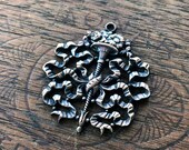 Vintage French Brass Stamping Antique Style Apollo Louis XIV Baroque Ribbons Flowers 18th Century Versailles French Findings