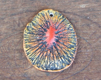 DESTASH Handmade Rustic Organic Grunge Polymer Clay Pendant Coral Texture Vibrant Colours