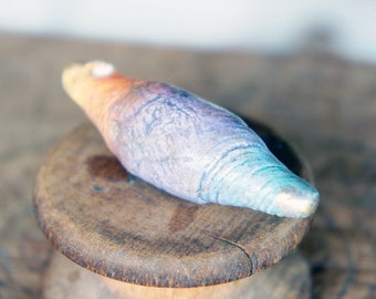 DESTASH Handmade Rustic Organic Grunge Polymer Clay Organic Shaped Pod Bead Rainbow Colours