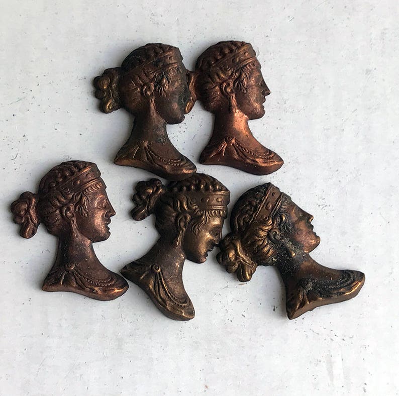 Vintage French Brass StampingAntique StyleNeoclassicalCameoFrench FindingsA16