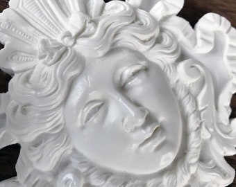 Handmade Resin Ornament Fauxnament Craft Supply Art Element Neoclassical Face Louis XIV Versailles Royalty Ornament Wall Decor