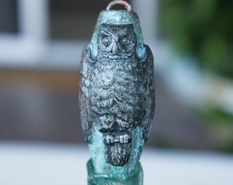 DESTASH Handmade Rustic Organic Grunge Polymer Clay Pendant Owl Totem