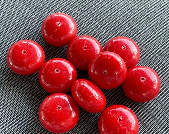 DESTASH LOT of Vintage Plastic Galalith Cherry Red Beads Large or Small Lot of 10